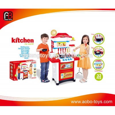 2015 newest kitchen set for kids kitchen toy set with sound and light